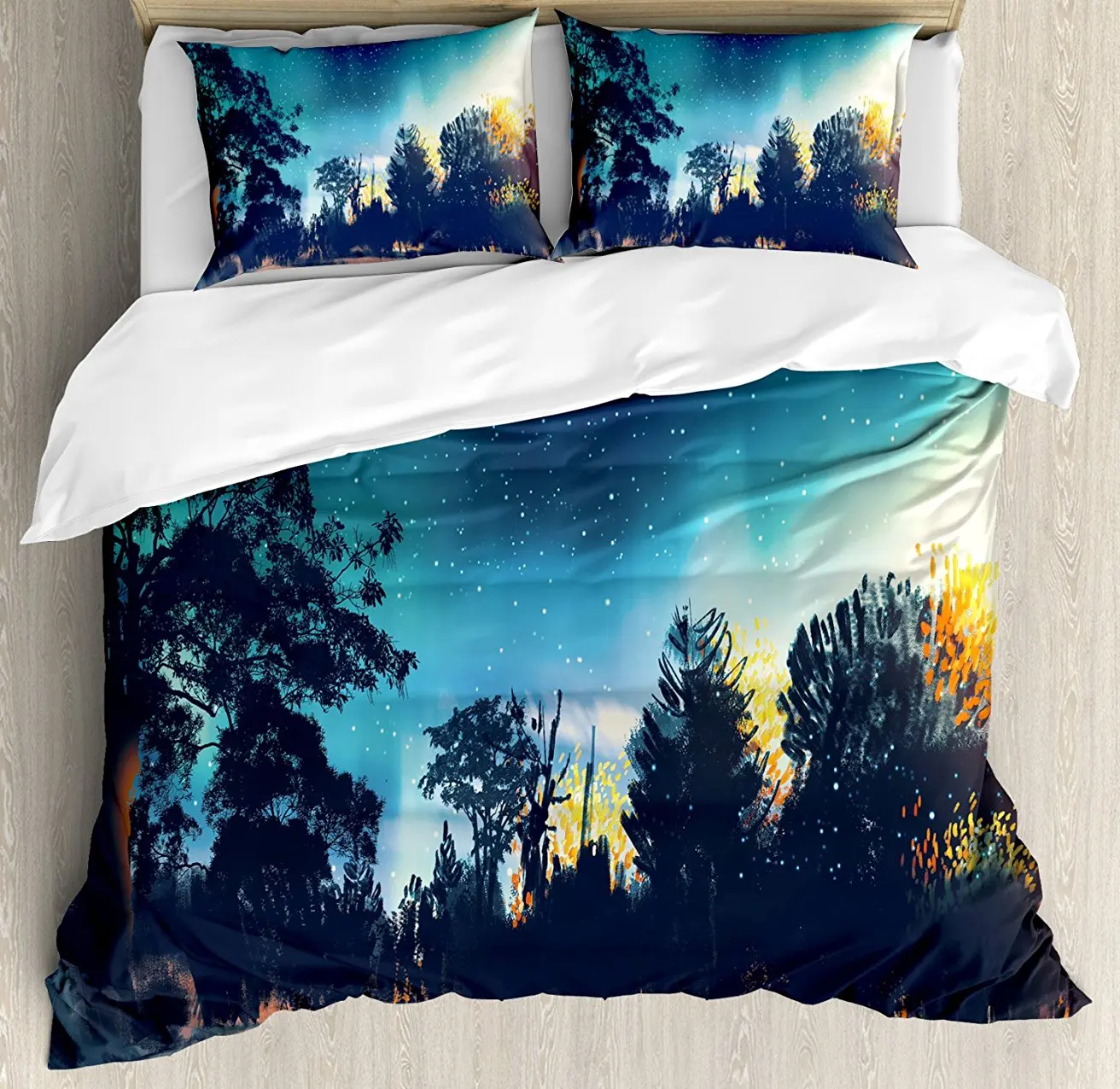 Fantasy Art House Decor Duvet Cover Set Enchanted Night With Stars