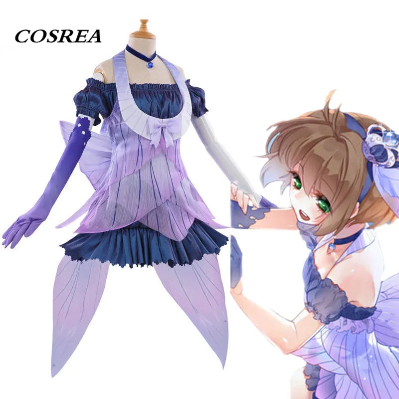 COSREA/аниме Cardcaptor Card Captor Sakura карнавальный костюм KINOMOTO SAKURA нарядное фиолетовое