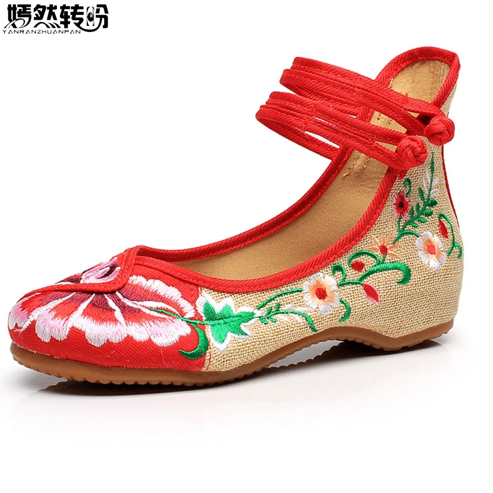 

Summer Women Flats Floral Embroidery Shoes Chinese Old Peking Canvas Dance Ballerina Drive Shoes Woman Chaussure Femme Talon