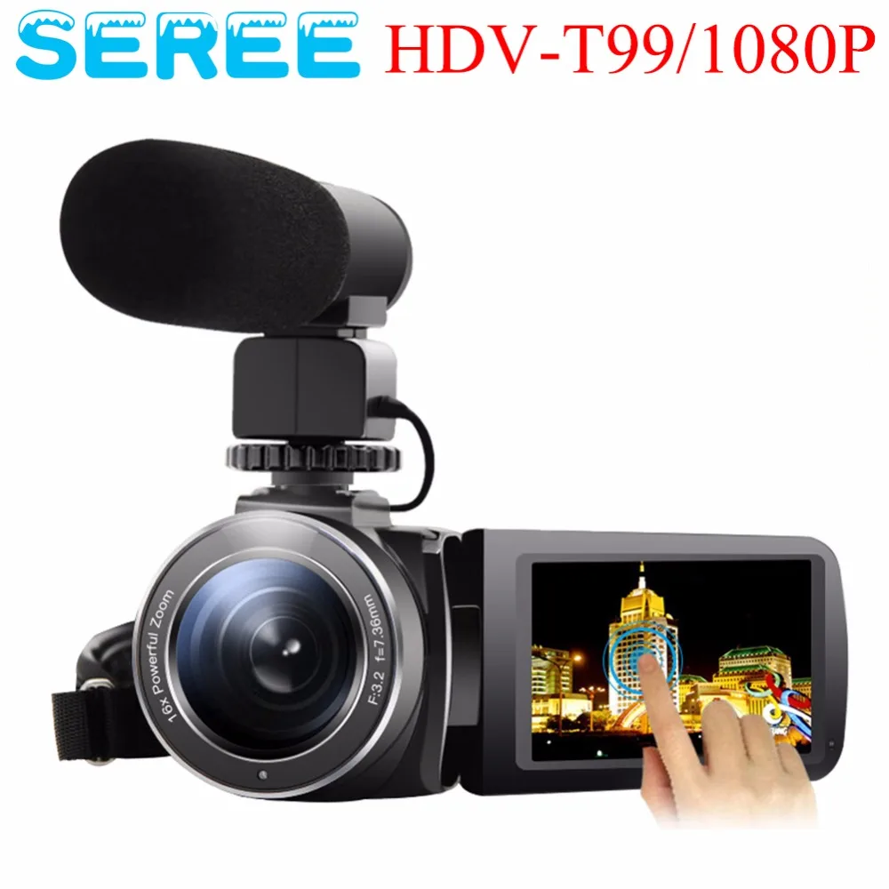 SEREE Camera Camcorder External Microphone Input Night Vision Full HD 24.0MP Digital Video