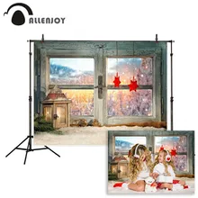 

Allenjoy photography background winter Christmas window star snow decoration backdrop Photo studio photophone photocall props