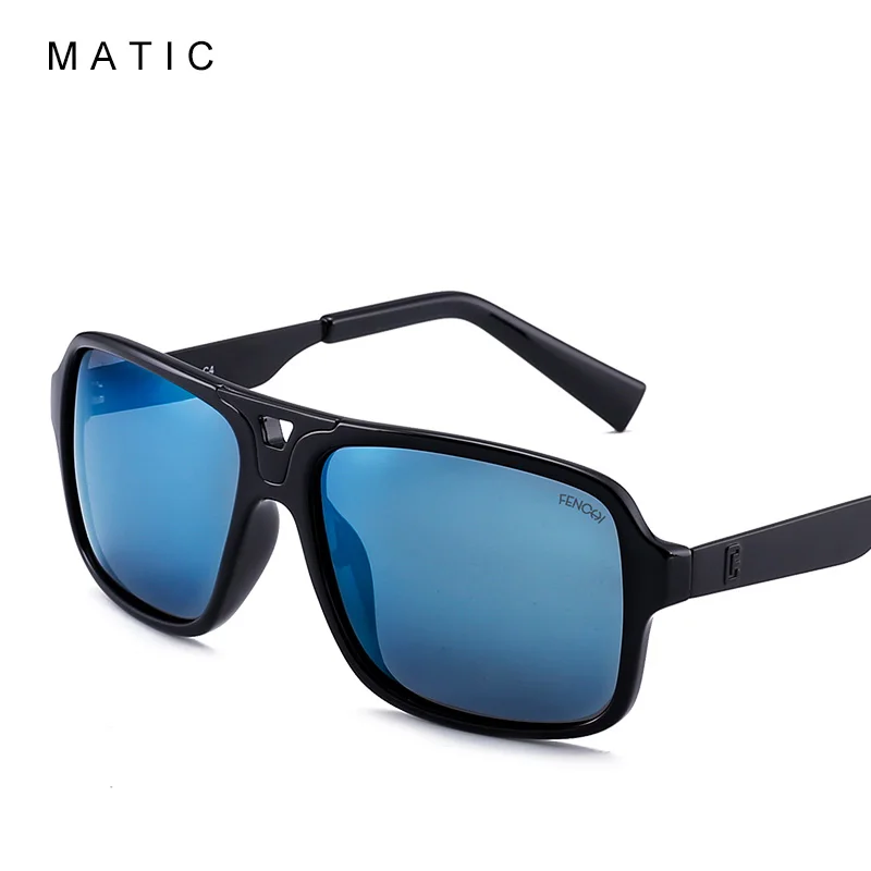 MATIC HighD Quality Polarized Sun Glasses For Men's Blue Lenses Matte Black Square Sunglasses Man Driver's Vintage Retro Eyewear