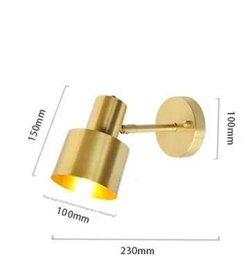 Minimalist copper brass wall light lamp LED bedside toilet bathroom reading wall light LED sconce modern simple gold wall light - Цвет абажура: A