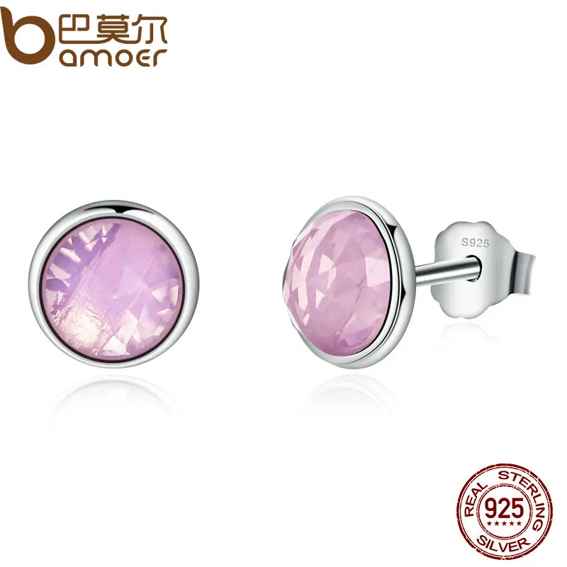 

BAMOER 925 Sterling Silver April Birthstone Droplets, Rock Crystal Stud Earrings For Women Fashion Jewelry Brincos PAS499