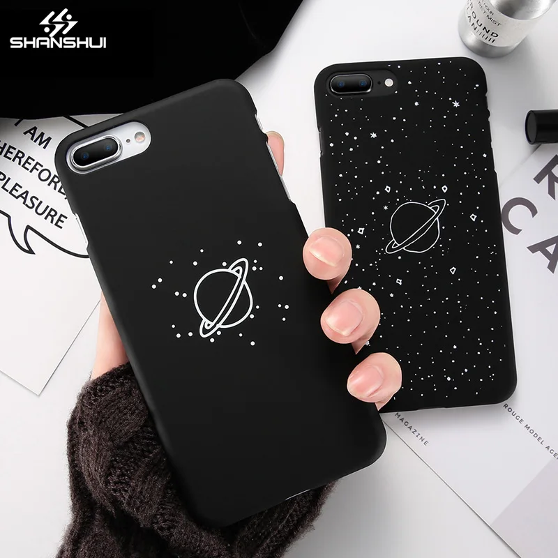 SHANSHUI чехол для Apple iPhone X 6 7 8 плюс 5S SE 5 милый мультфильм черный Планета Звезда с