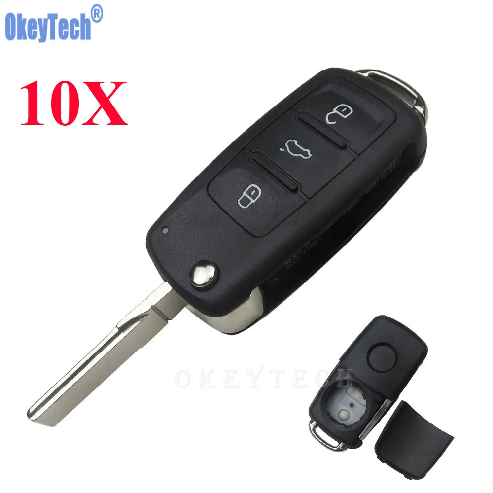 OkeyTech 10 шт./лот чехол для ключей с 3 кнопками Автомобильный Дистанционный откидной