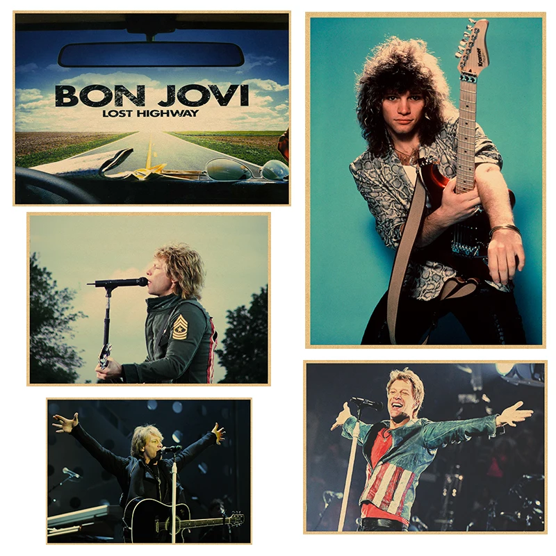 

Bon Jovi poster Vintage Retro rock band music Guitar Matte Kraft Paper Antique Poster Wall Sticker Home Decora 30*21cm