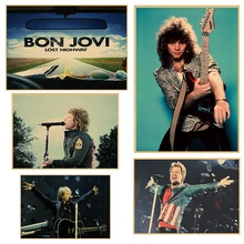 Bon Jovi Papel Kraft cartaz Retro Vintage rock band music Guitarra Fosco Antigo Cartaz Adesivo de Parede Casa Decora 30*21 cm