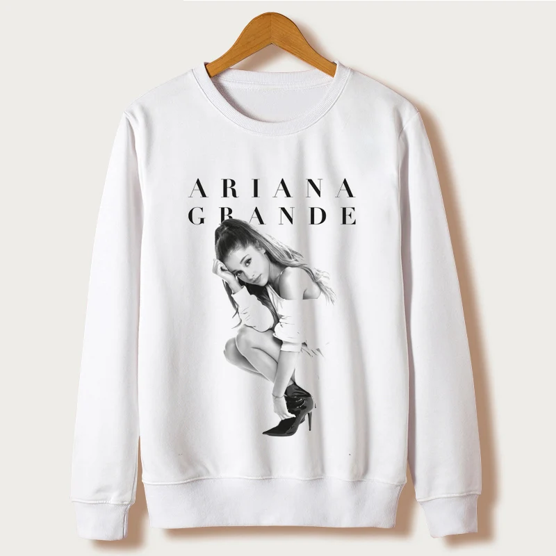 

Harajuku Women Sweatshirt 2017 Autumn White Casual Tracksuits Fashion Hoodies Ariana Grande Print Pullovers pullover Hooded