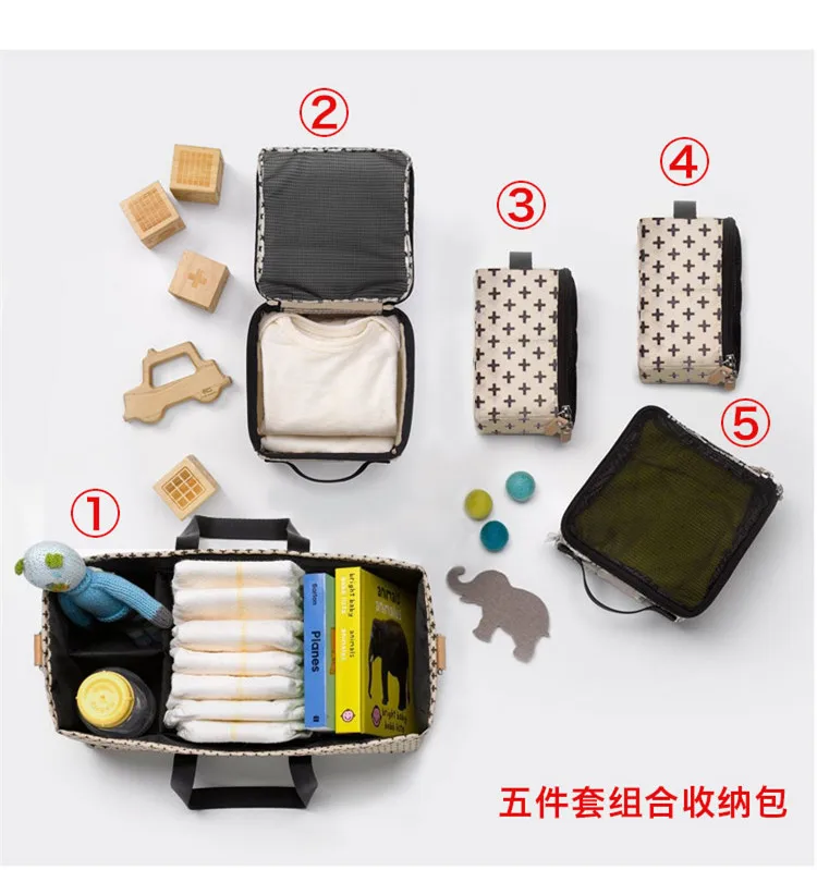 

Land 5pcs/set Mommy storage bags for baby Stroller Bag Baby Stuff Nappy Diaper Bag Organizer Travel Hanging Carriage Bag MPB38