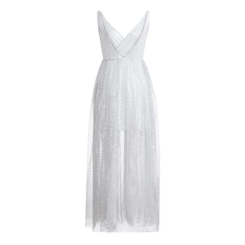 Casual plus size dresses for Women Sexy V Neck Sleeveless Vest Solid Sexy Soild Sling evening party Sheath Long Dress N05#N (2)