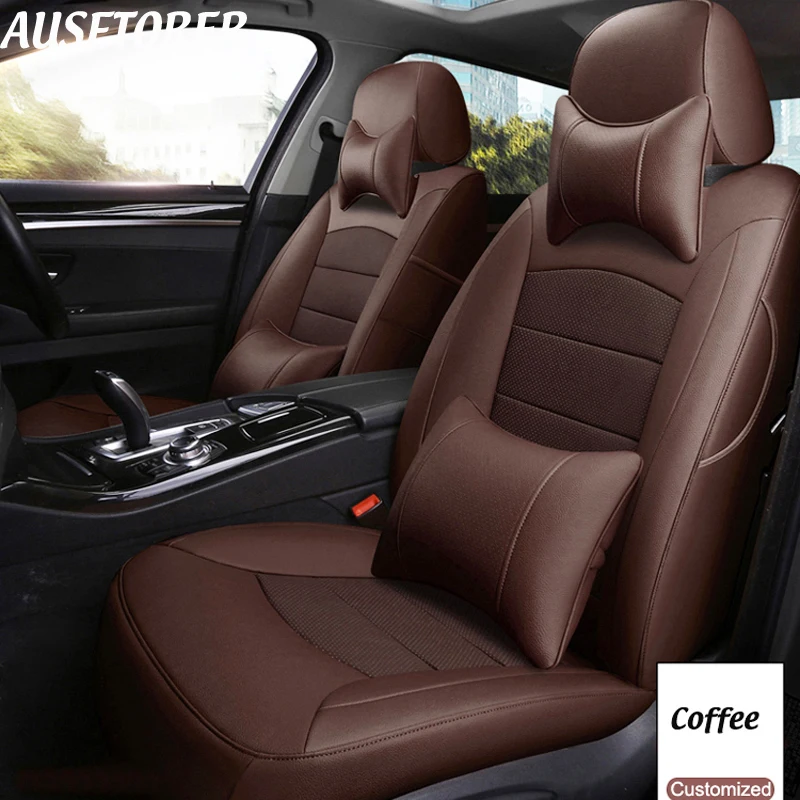 

AUSFTORER Cowhide Seat Covers Car for Mercedes-Benz CLK 240 350 200K 280 Seat Cover Genuine Leather Car Seat Cushion Accessories