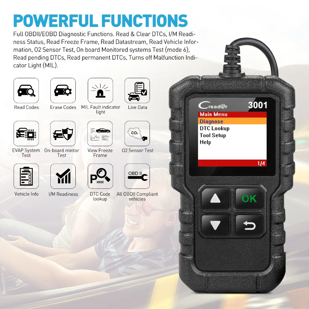 Launch X431 CR3001 автоматический диагностический инструмент с функциями EOBD/OBDII OBD 2 сканер считыватель кода PK OM123 ELM327 V1.5