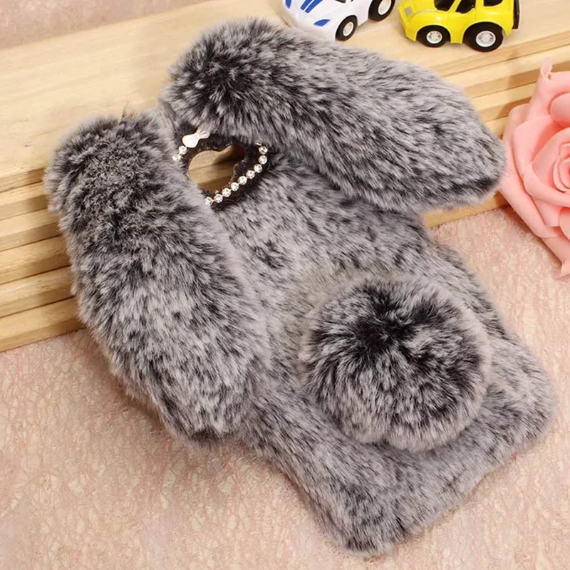 For Huawei Y7 Y5 Y3 2017 Y6 II Y5 II Y3 II Y6 Pro Y3C Plush Bunny Soft Fur Fluffy Cute 3D Rabbit Ears Diamond TPU Case Cover