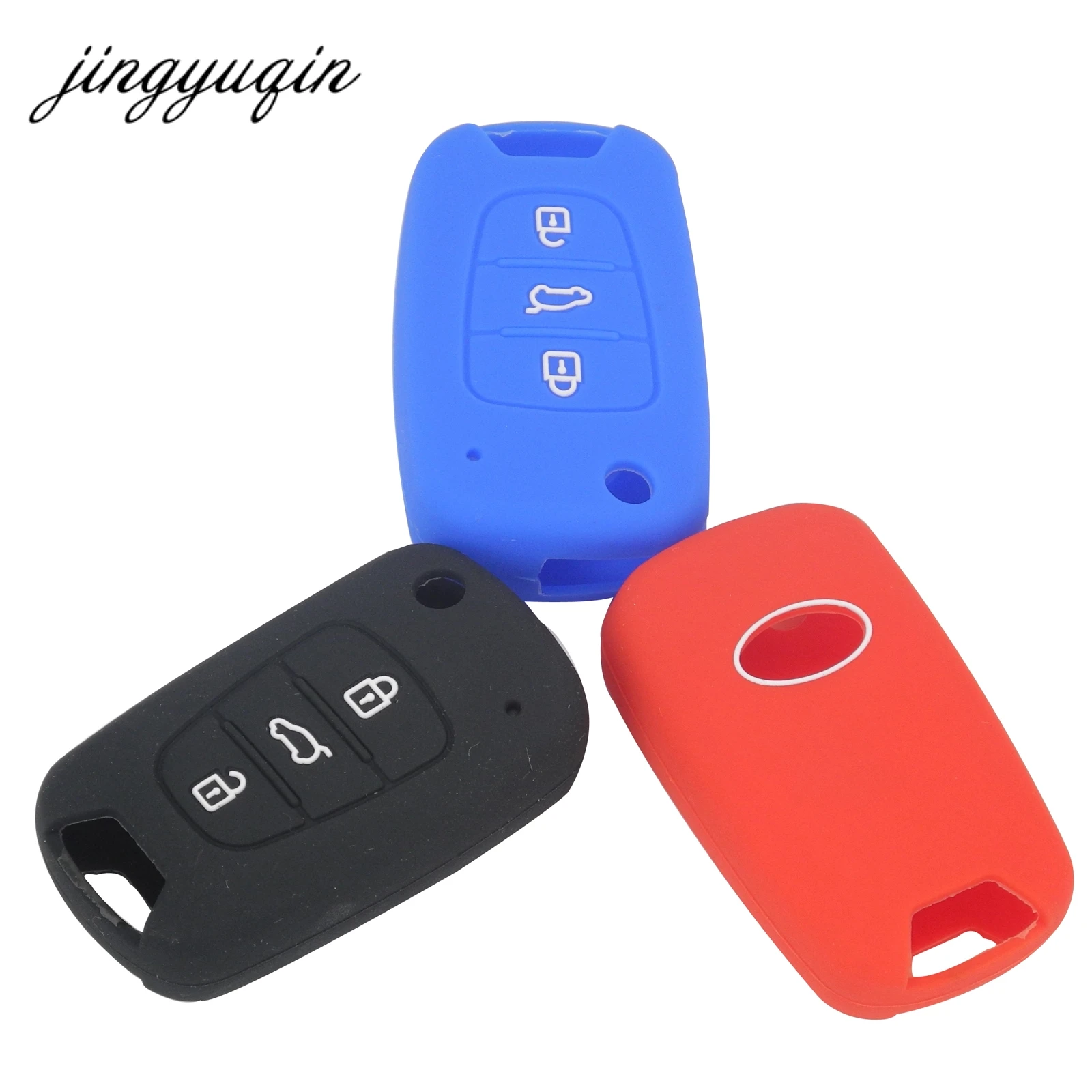 

jingyuqin 30pcs/lot Silicone Key Cover Case For Kia RIO K2 K5 Sportage Sorento fit Hyundai i20 i30 i35 iX20 iX35 Solaris Verna