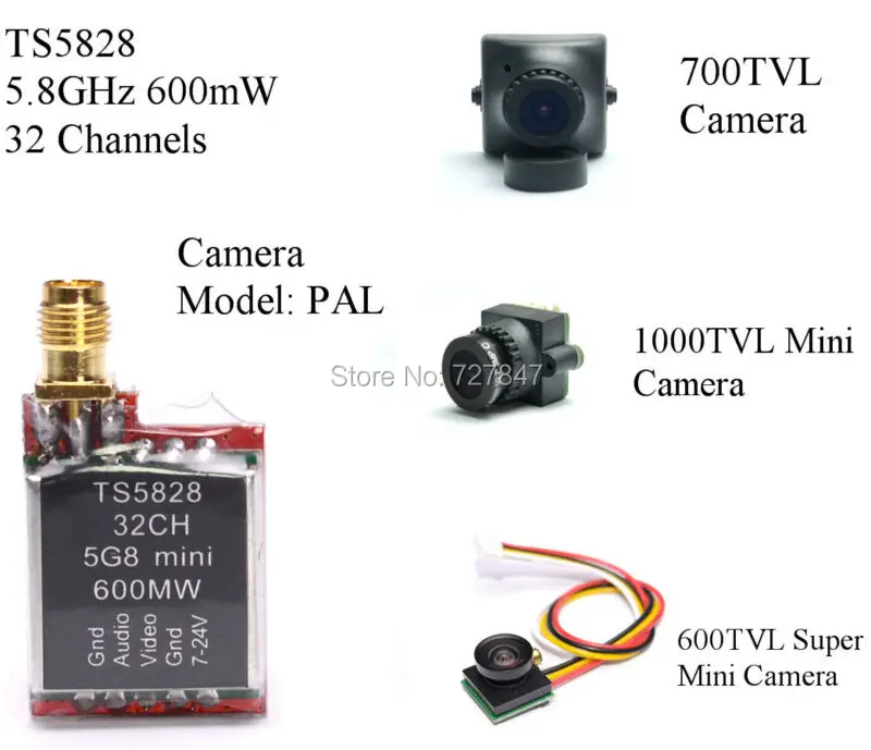 Беспроводная мини-камера 5 8 ГГц 600 мВт 48 каналов A/V передача (TX) TS5828 + 600TVL/700TVL/1000 TVL |