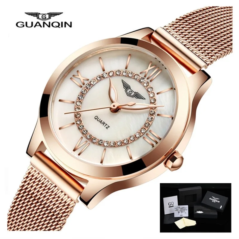 Bracelet Watch GUANQIN Female Clock Luxury Dress Stainless-Steel Gold Casual Ladies Relogio