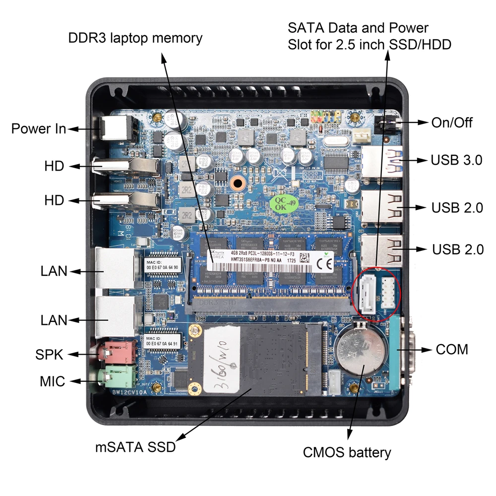 Четырехъядерный мини ПК Двойной Lan компьютер Celeron N3160 Linux Win10 Dual HDMI 2* Gigabit LAN(RJ-45) мини настольный компьютер J1900