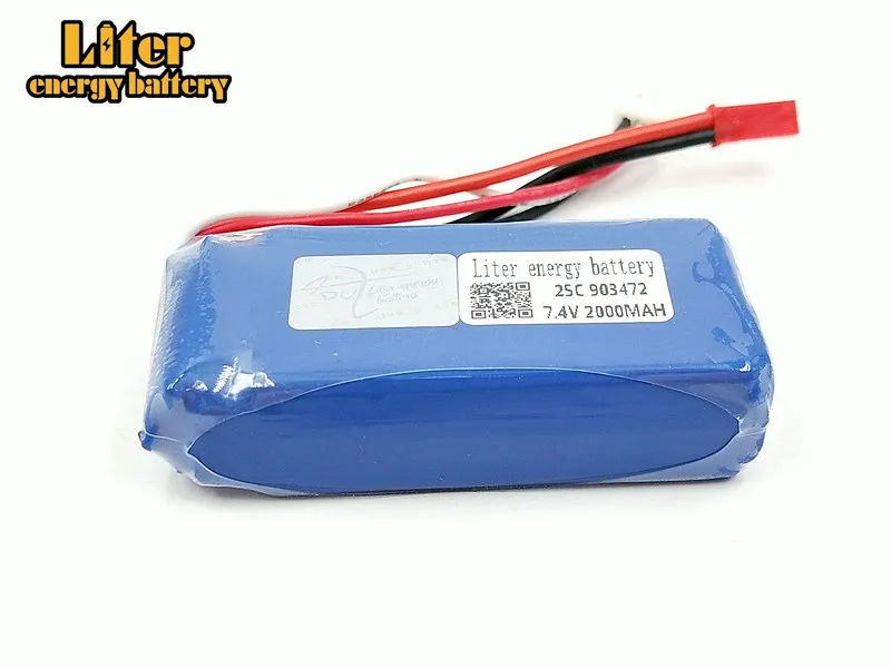 7,4 V 2000 mAh Lipo Батарея для WLtoys L959 L969 L979 L202 L212 автомобили дистанционного управления Huanqi 955 лодки Li-po 7,4 v 2 s Jst 25c 903472