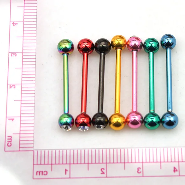 Tongue Rings 2014 Hot Sell Free Shipping Promotion Mix Colors Stainless Steel Shinning Crystal Ball Piercing Body Jewelry | Украшения и