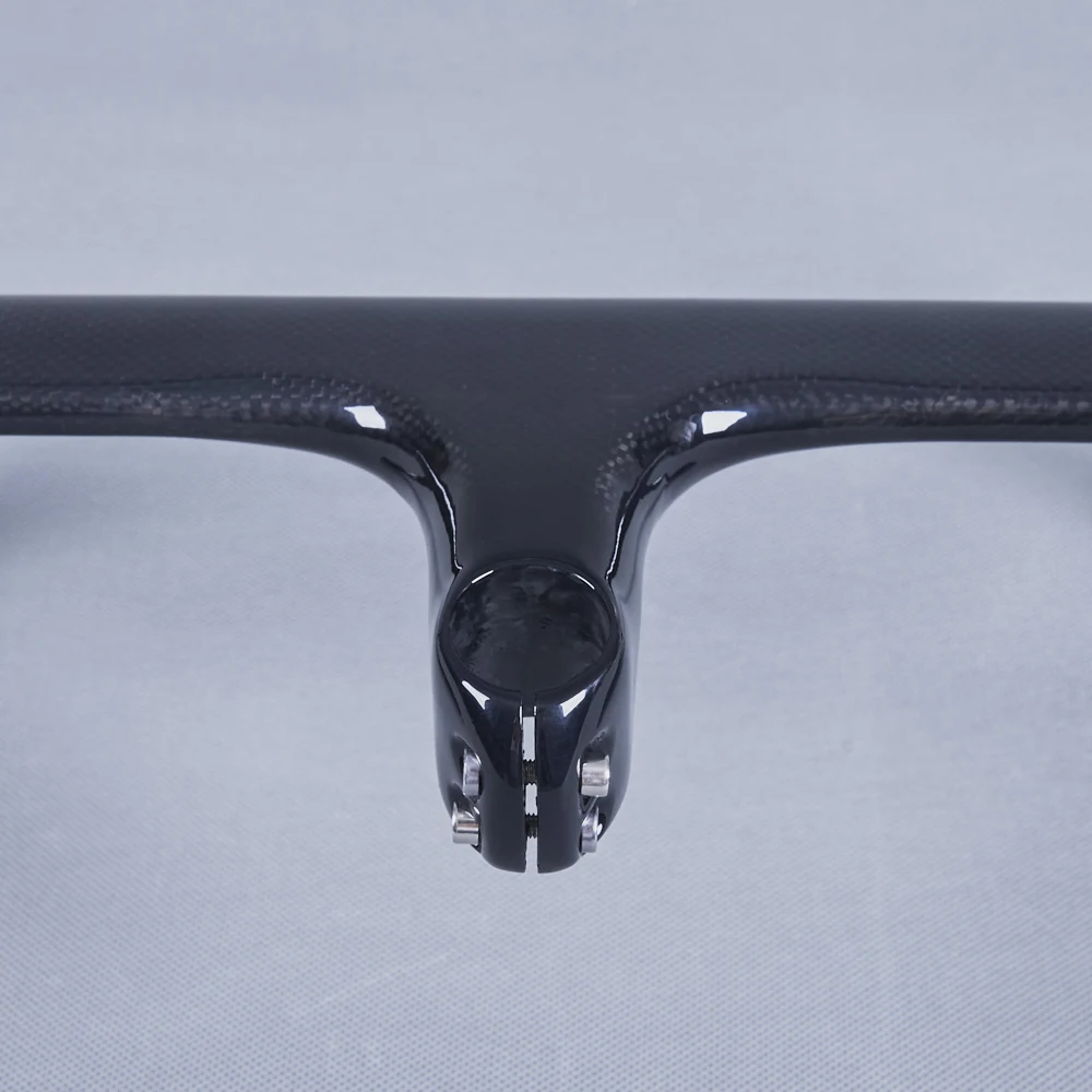 Без логотипа черный глянцевый 3 K Углеродное волокно Интегрированный руль со стеблем дорожный изогнутый руль для велосипеда вилка зажим 28,6 мм(1-1/"