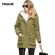 Winter Autumn Female Warm Hooded Jacket Parkas For Women Coats Quilt Green Military Parka Coat With Fur Hood Outerwear Sashes