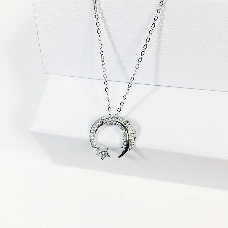 

Solid 925 Sterling Silver METEOR GARDEN MOON STAR PENDANT NECKLACE 2.85grams