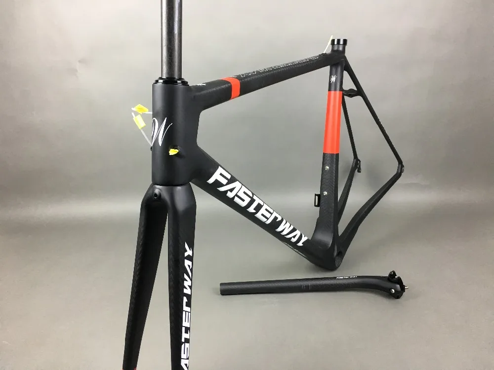 Discount classic design FASTERWAY PRO full black with no logo carbon road bike frameset:carbon Frame+Seatpost+Fork+Clamp+Headset,free ems 86