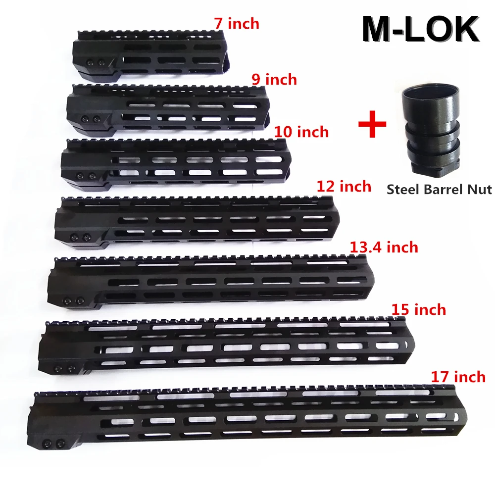 AR15 M-Lok Mlok " 9" 1" 12" 13," 15" 1" 19" тонкий свободный поплавок M-LOK рукоятка винтовка прицел крепление со стальной гайкой