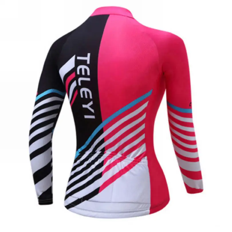 Teleyi فريق النساء الرياضة روبا ciclismo الدراجات طويلة الأكمام جيرسي التروس دراجة ركوب قميص ملابس XS-4XL
