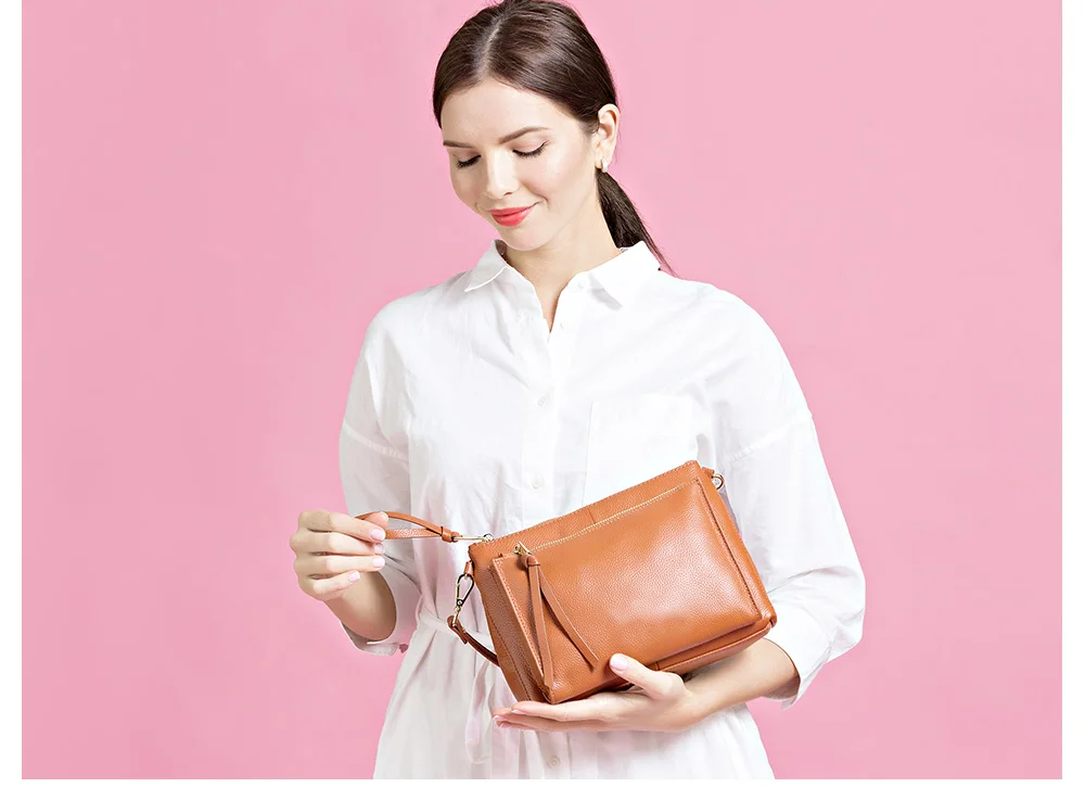 Zency повседневная женская сумка-мессенджер из натуральной кожи коричневая сумочка модная женская сумка через плечо черная сумочка с клапаном
