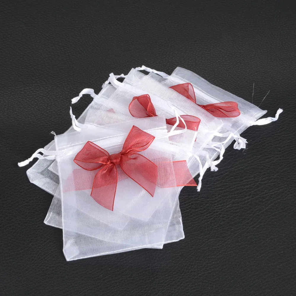 

50Pcs Organza Bags Bow Drawstring Pouches Jewelry Gift Bag Candy New Year Christmas Wedding Birthday Party Favor Gift Bag