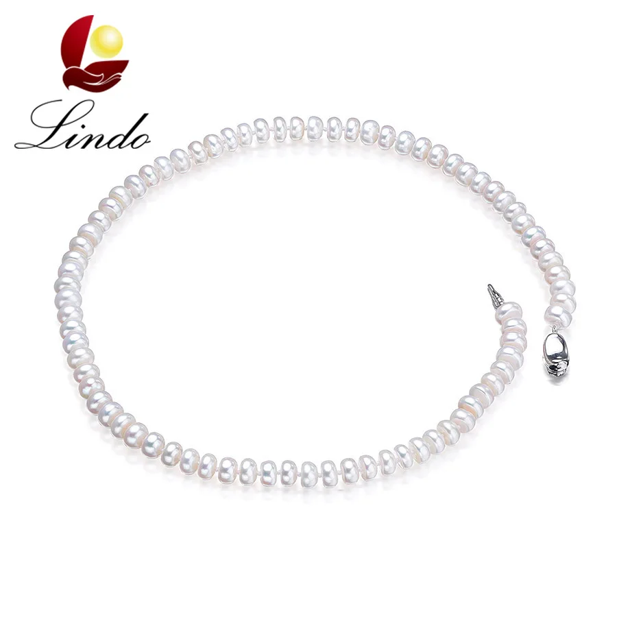 

Hot Selling 925 Sterling Silver 3 Colors Natural Freshwater Pearl Necklaces For Women Elegant Wedding High Luster Pearl Jewelry