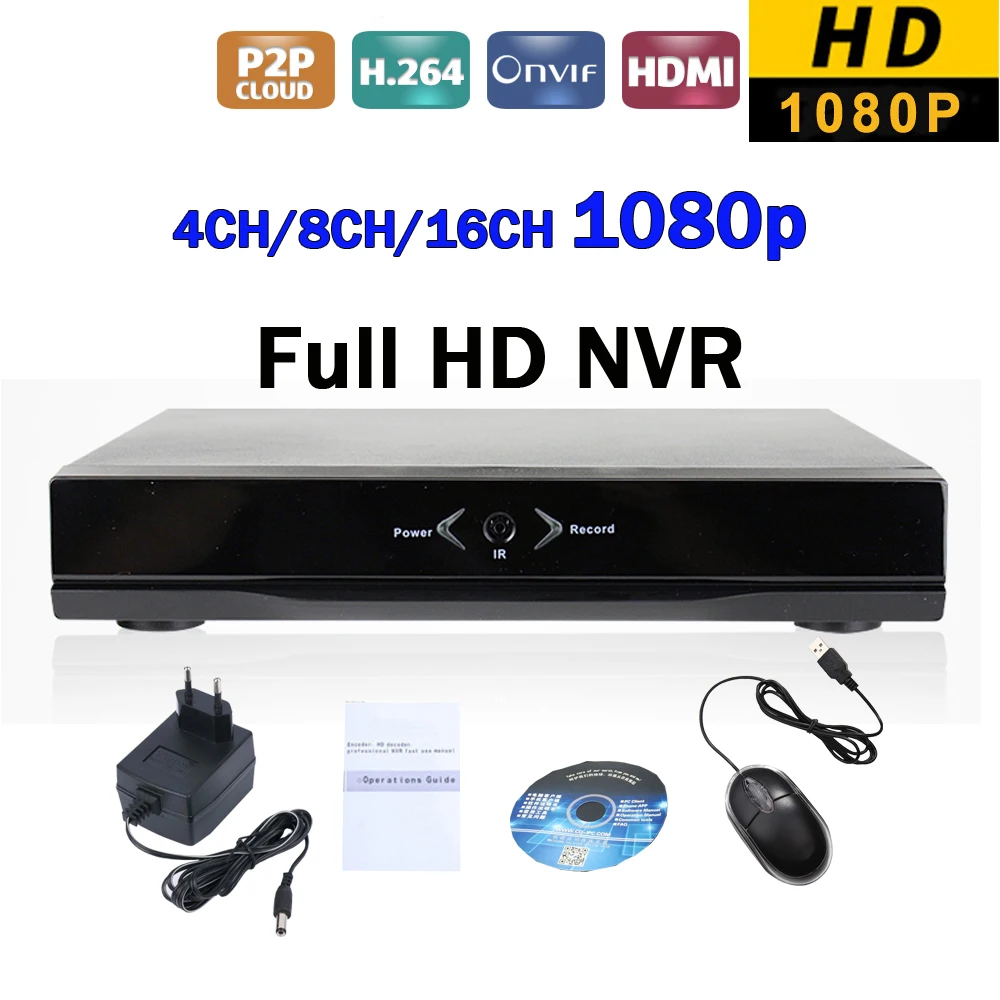  4Channel 8ch 16ch Full HD 1080P IP NVR DVR Network Security Surveillance Video Recorder P2P Onvif SPSR for CCTV IP Camera System 
