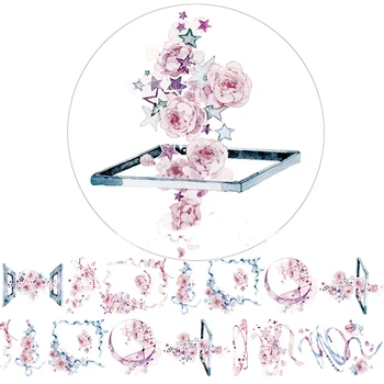 

1 Pcs Cartoon Pink Flowers Stars Washi Tape Masking Tapes DIY Decorative Scrapbooking Floral Adhesive Tapes Stationery