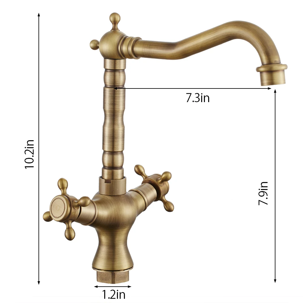 Kitchen Faucets Antique Brass Kitchen Sink Faucet 360 Swivel Bathroom Basin Sink Mixer Tap Dual Handles Cold And Hot Water Tap Kitchen Faucets Antique Brass Kitchen Sink Faucet 360 Swivel Bathroom Basin Sink Mixer Tap Dual Handles Cold And Hot Water Tap