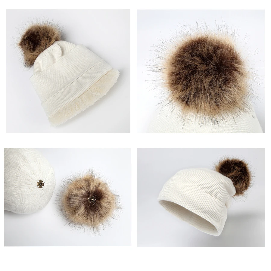 Girita Winter Women's knit hat fleece lined Hats crochet Skullies Beanies Pompon Fur Female Warm Caps The new listing (7)