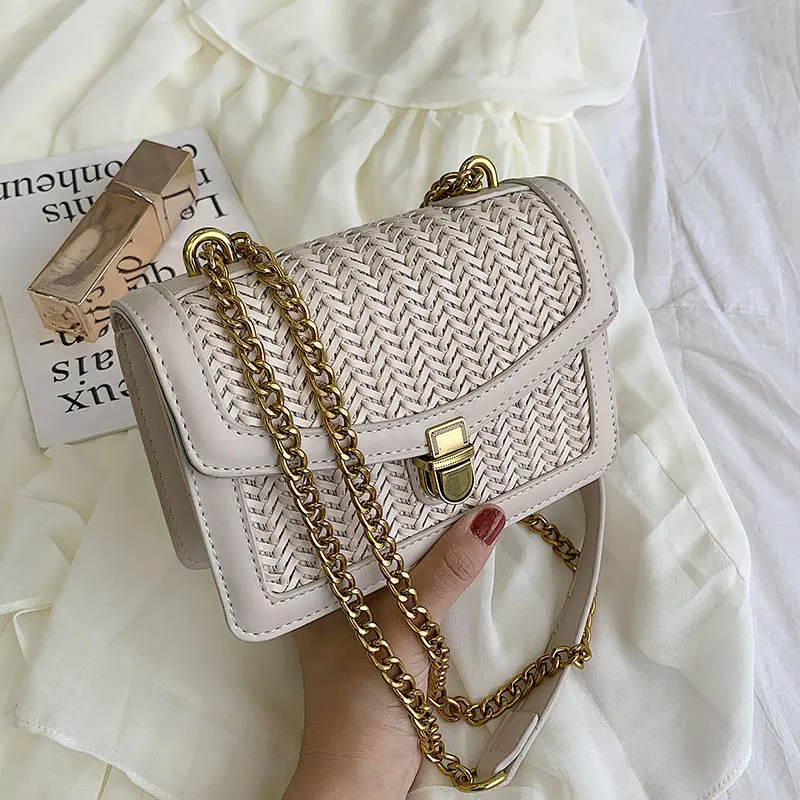 

Casual Messenger Bag 2019 High Quality Female Shoulder Bag Fashion Atmospheric Flap Square Bag Simple Wild Chain Crossbody Bag