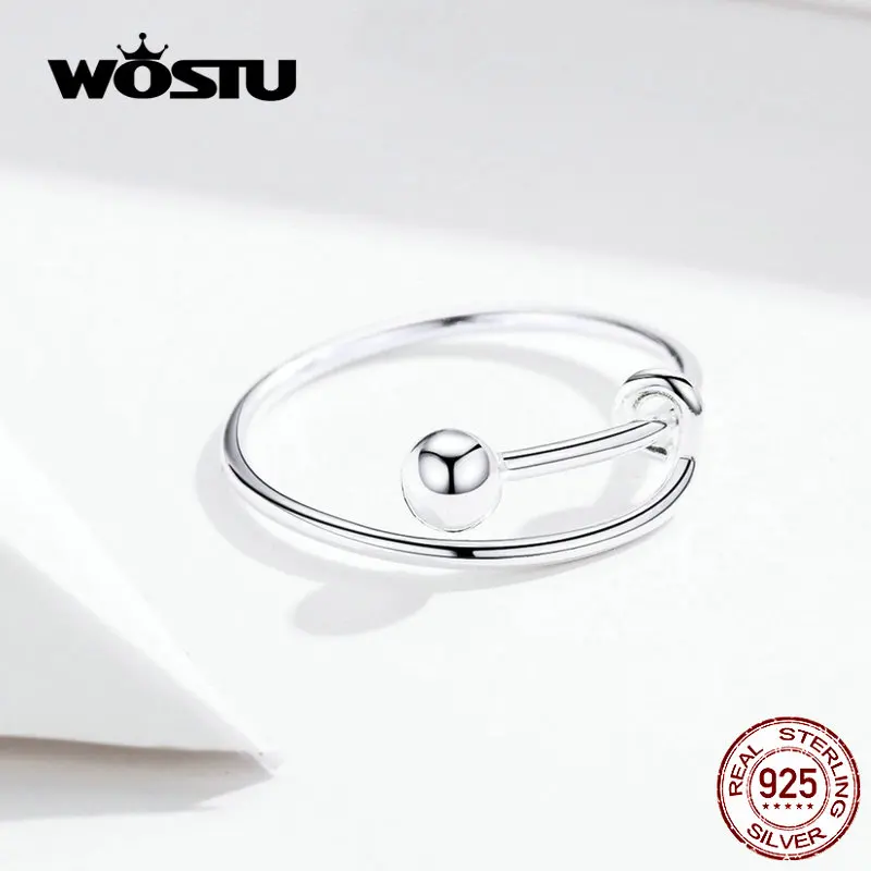 Женское кольцо в минималистичном стиле WOSTU регулируемое из 100% стерлингового