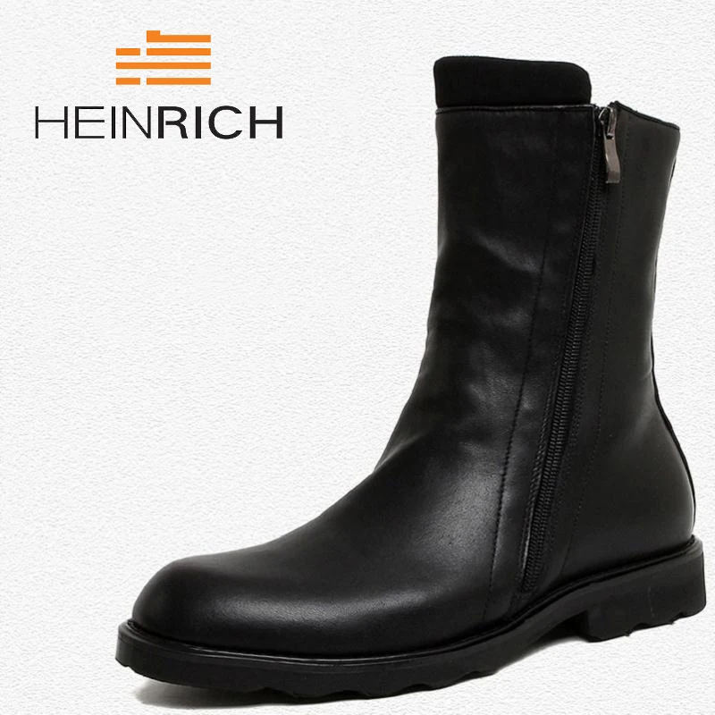 Loisirs Haute Laarzen Split En Cheville Rétro Zipper Mâle brown Qualité Hommes Heinrich Moto Partie Chaussures Vache Marque Bottes Cuir Hiver Black zMVjLpGqSU