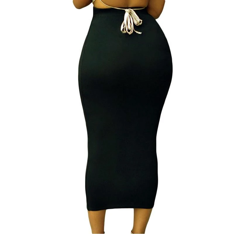 Плюс размеры женская мусульманская тонкая юбка Bodycon Высокая талия стрейч длиной макси карандаш элегантные офисные платья тонкая одежда