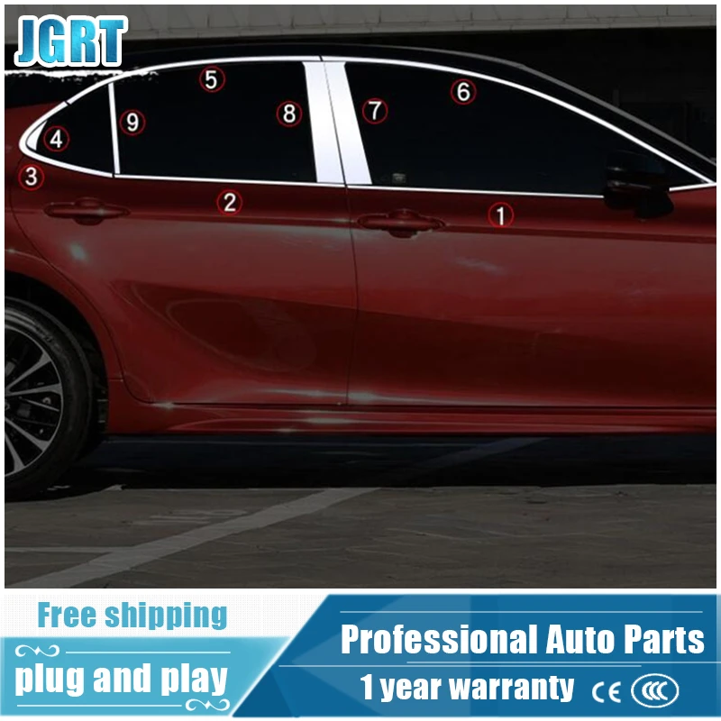 

2018 car styling for Toyota Camry stainless steel full wiindow trims for Camry Mirror surface window strip