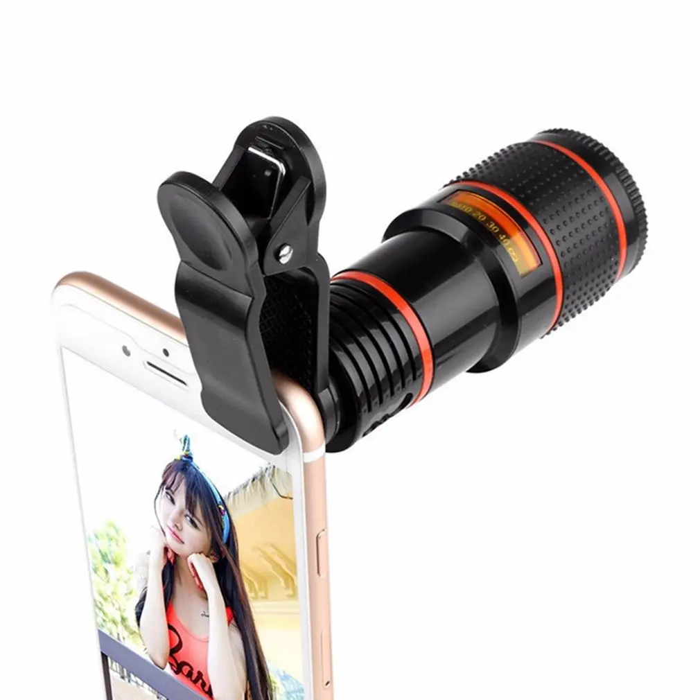 HD 8x12x оптический зум объектив телескопа с клипсой для iPhone/телефона Универсальный
