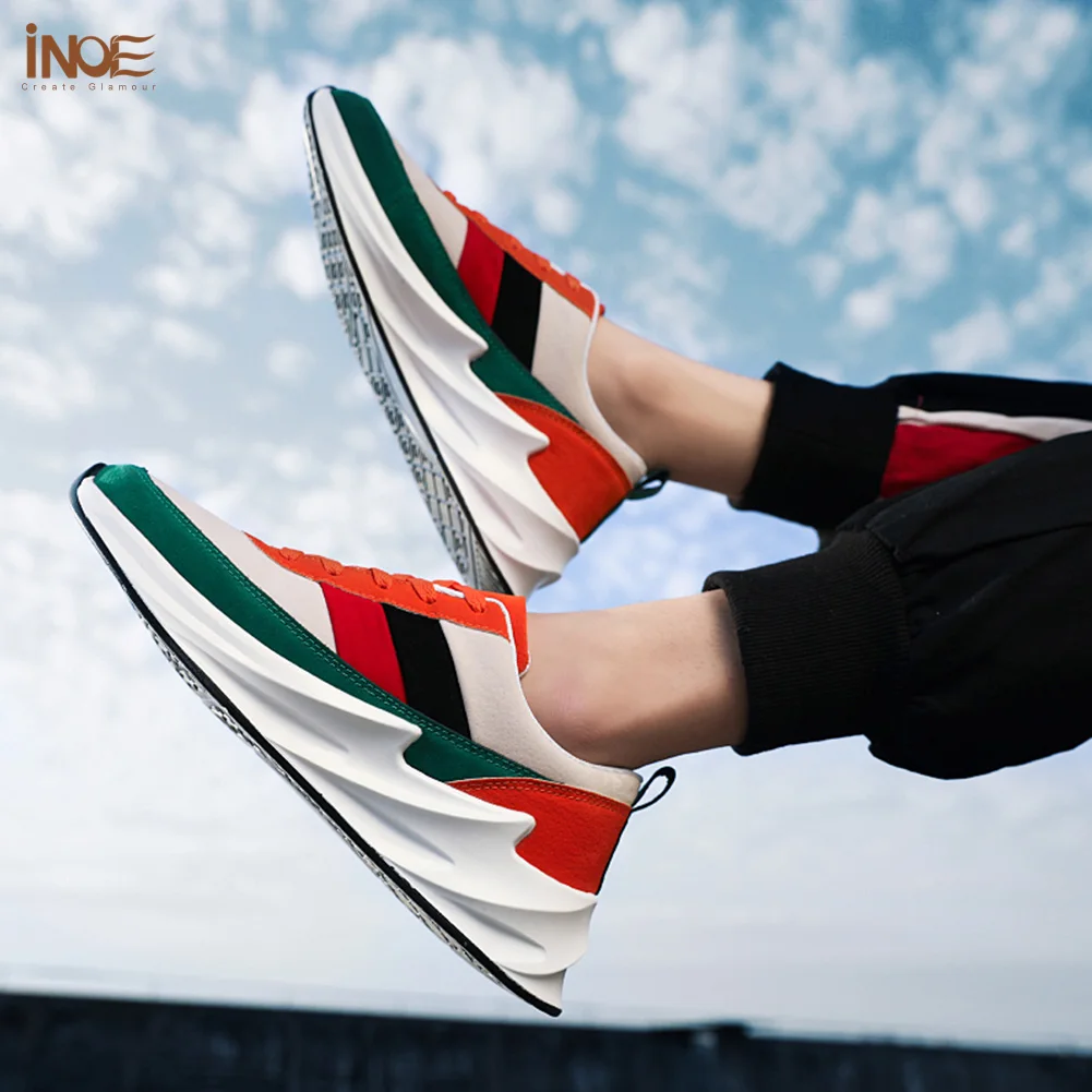 

INOE PU Leather Women Spring Sneakers Casual Shoes Breathable Flats Light Sole Autumn Woman Leisure Shoes White Blade Sole