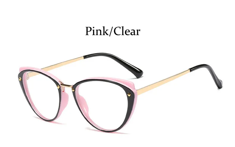 Сексуальная Красная оправа для очков в стиле кошачьи глаза прозрачная оправа для очков женские классические прозрачные оптические очки оправа металлические ножки Мода - Цвет оправы: Pink Clear