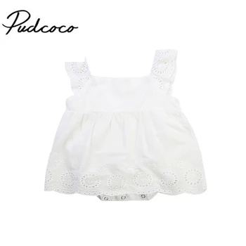 

2017 Adorable Newborn Baby Kids Girls Summer Infant Romper Dress Lace Ruffled Hollow Jumpsuit White Cotton Clothes Outfits