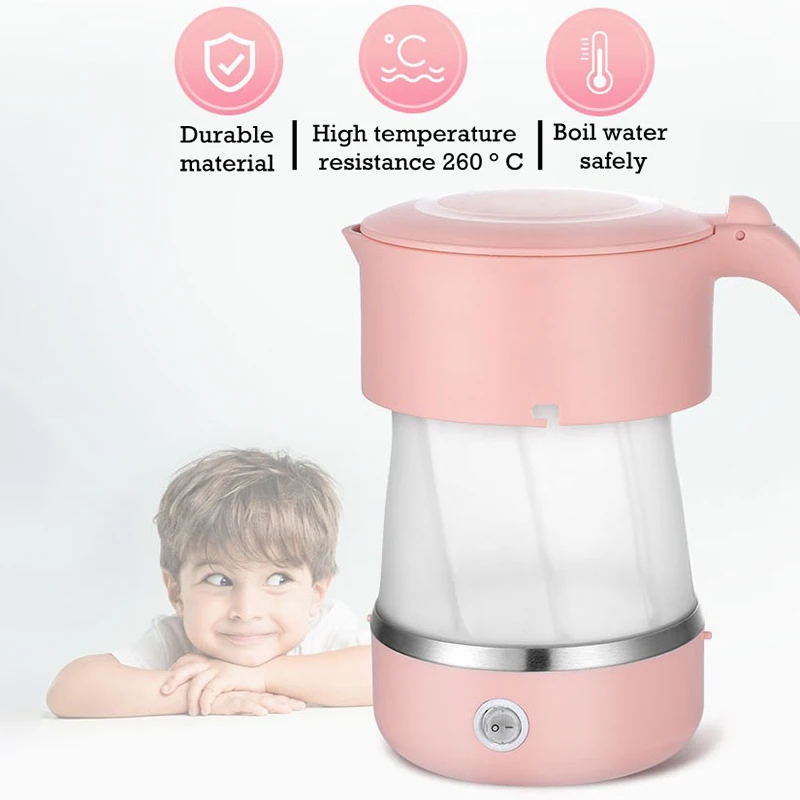 Мини складной портативный Электрический чайник 600 мл детский силиконовый глобальный универсальный домашний дорожный хранение, силикон