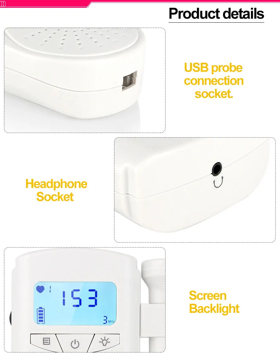 Jumper doppler fetal detector de batimento cardíaco
