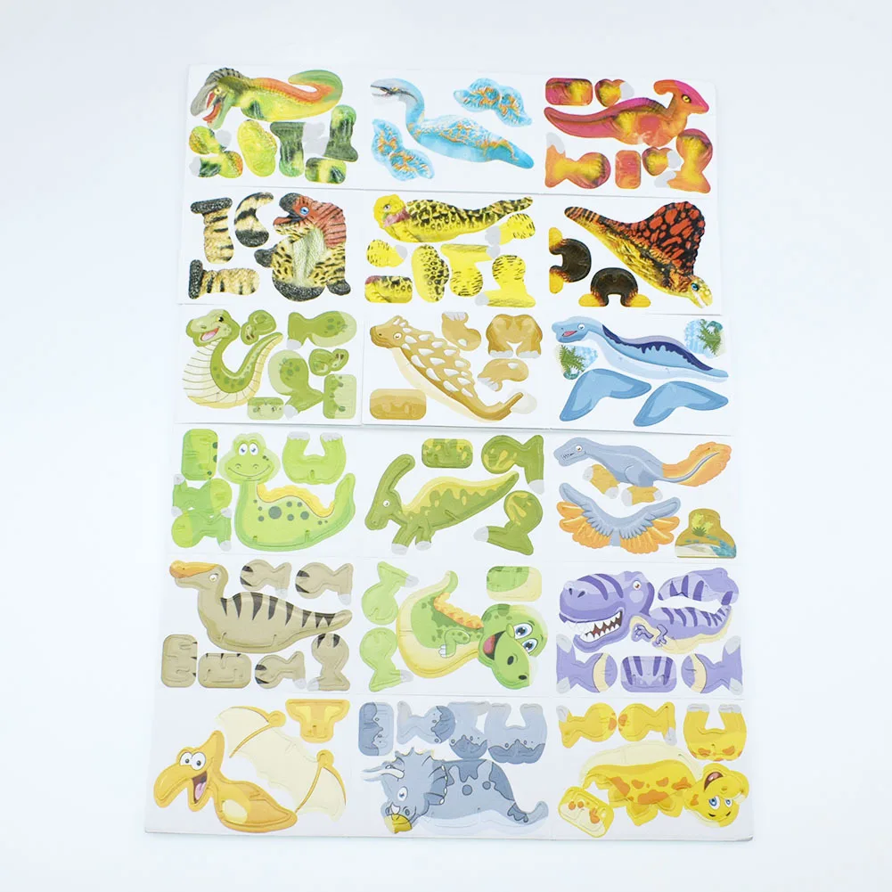 18 шт./лот мини динозавр модель Бумажные 3D Пазлы игрушки для детей подарок интеллектуальные игрушки