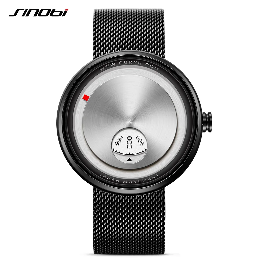 SINOBI креативные миланские часы для мужчин Мода Досуг Женева водонепроницаемые часы повернуть циферблат наручные часы relogio masculino saat - Цвет: black